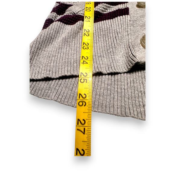 Y2k American Eagle Striped Gray/Purple Shawl Collar Cardigan Sweater Size M - Picture 7 of 11